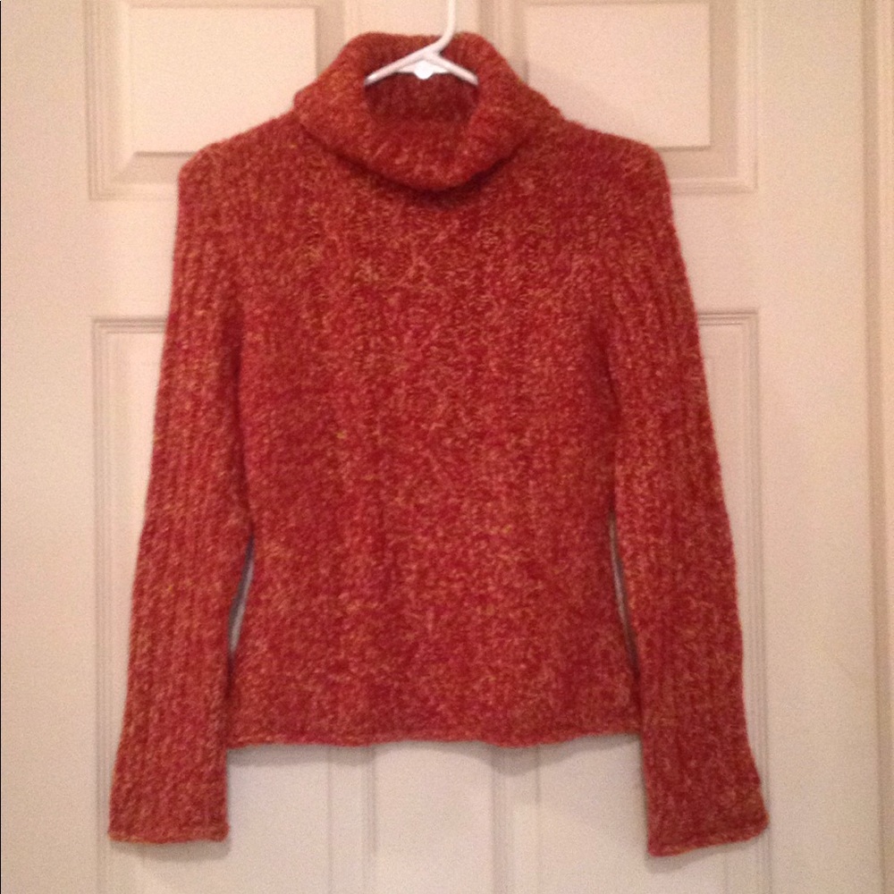 Soft & Cozy Red and Gold Turtle Neck Sweater.